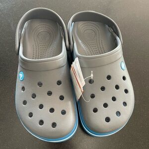 CROCS Gray and Blue Sandals with Perforated Design